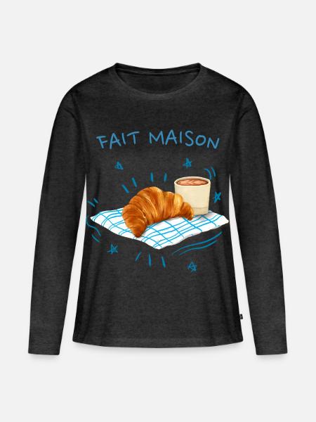 Hausgemachtes Croissant - Frauen Premium Bio Langarmshirt - Anthrazit meliert