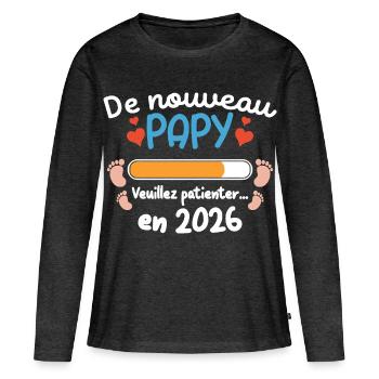 Neuer Opa 2026 Humor Familienanzeige groß - Frauen Premium Bio Langarmshirt - Anthrazit meliert - Vorne - Julia (174cm)