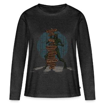 Böse Orte - Frauen Premium Bio Langarmshirt - Anthrazit meliert - Vorne - Julia (174cm)