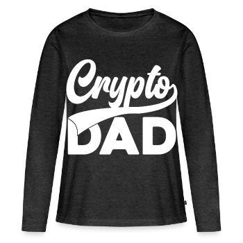 Crypto Dad Script Logo - Frauen Premium Bio Langarmshirt - Anthrazit meliert - Vorne - Julia (174cm)