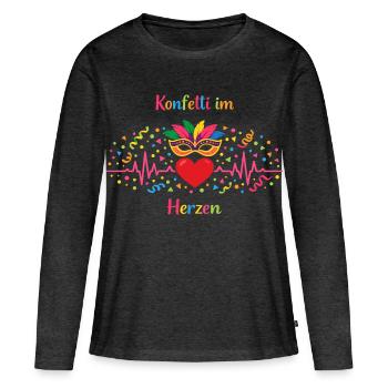 Konfetti Karneval Kostüm Fasching Fastnacht Lustig - Frauen Premium Bio Langarmshirt - Anthrazit meliert - Vorne - Julia (174cm)