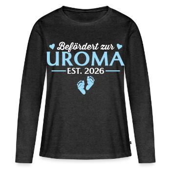 Befördert zur Uroma 2026 Babyparty - Frauen Premium Bio Langarmshirt - Anthrazit meliert - Vorne - Julia (174cm)