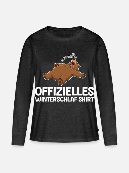 Winterschlaf Modus Bär Lustig Langschläfer - Frauen Premium Bio Langarmshirt - Anthrazit meliert