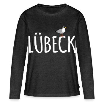 Mouette de Lübeck - T-shirt manches longues Premium bio Femme - anthracite chiné - Devant - Julia (174cm)