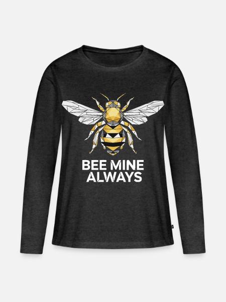 Bee Mine Always Biene - Frauen Premium Bio Langarmshirt - Anthrazit meliert