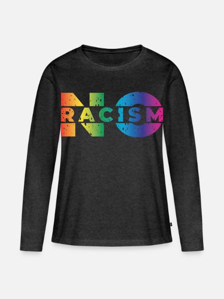 No Racism - Frauen Premium Bio Langarmshirt - Anthrazit meliert