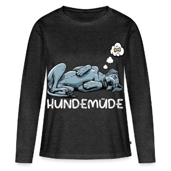 Hundemüde Deutsche Dogge Doggen Doggenbesitzer  - Frauen Premium Bio Langarmshirt - Anthrazit meliert - Vorne - Julia (174cm)