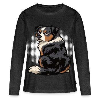 Berger australien Aussie Aussie Propriétaires Aussies - T-shirt manches longues Premium bio Femme - anthracite chiné - Devant - Julia (174cm)