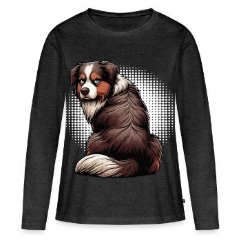 Berger australien Aussie Aussie Propriétaires Aussies - T-shirt manches longues Premium bio Femme - anthracite chiné - Devant - Julia (174cm)