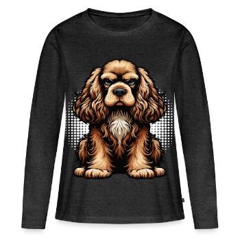 Cocker Spaniel Cockerhund Cocker Spaniel Besitzer - Frauen Premium Bio Langarmshirt - Anthrazit meliert - Vorne - Julia (174cm)