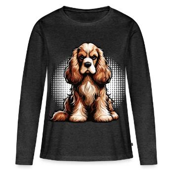 Cocker Spaniel Cockerhund Cocker Spaniel Besitzer - Frauen Premium Bio Langarmshirt - Anthrazit meliert - Vorne - Julia (174cm)