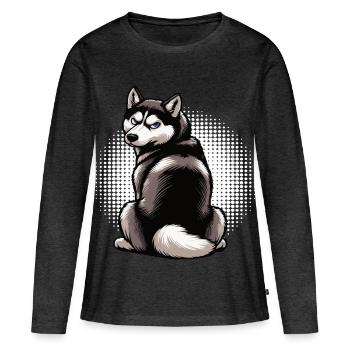 Husky Huskies Propriétaires de Husky Propriétaires de Husky Fans de Husky - T-shirt manches longues Premium bio Femme - anthracite chiné - Devant - Julia (174cm)