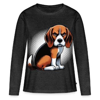 Beagle Propriétaire de Beagle Propriétaire de Beagle chien beagle - T-shirt manches longues Premium bio Femme - anthracite chiné - Devant - Julia (174cm)