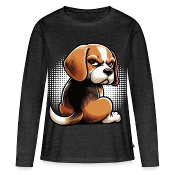 Beagle Propriétaire de Beagle Propriétaire de Beagle chien beagle - T-shirt manches longues Premium bio Femme - anthracite chiné - Devant - Julia (174cm)