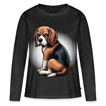 Beagle Propriétaire de Beagle Propriétaire de Beagle chien beagle - T-shirt manches longues Premium bio Femme - anthracite chiné - Devant - Julia (174cm)
