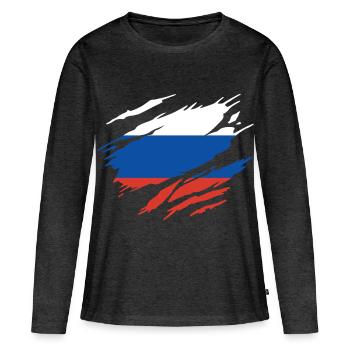 Russia Russian Flag - Women's Premium Organic Long Sleeve Shirt - heather anthracite - Front - Julia (174cm)