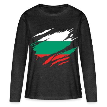 Bulgarie Drapeau Bulgare - T-shirt manches longues Premium bio Femme - anthracite chiné - Devant - Julia (174cm)