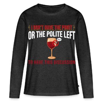Pinot vs gauche polie : plus de discussions - T-shirt manches longues Premium bio Femme - anthracite chiné - Devant - Julia (174cm)