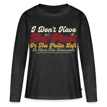 Pinot Left Debate Humour poli - T-shirt manches longues Premium bio Femme - anthracite chiné - Devant - Julia (174cm)