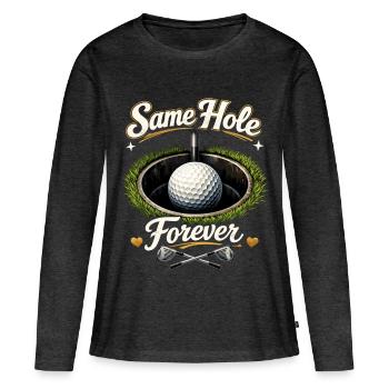 Bachelor Party Shirt Golf - Same Hole Forever Bräutigam - Women's Premium Organic Long Sleeve Shirt - heather anthracite - Front - Julia (174cm)