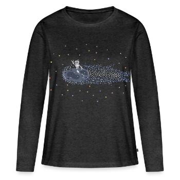 Roboter auf Meteoroid - Frauen Premium Bio Langarmshirt - Anthrazit meliert - Vorne - Julia (174cm)