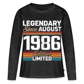 Légendaire Depuis Août 1986 Vintage Rétro - T-shirt manches longues Premium bio Femme - anthracite chiné - Devant - Julia (174cm)