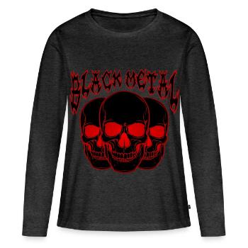 Triple skull Gothic - Women's Premium Organic Long Sleeve Shirt - heather anthracite - Front - Julia (174cm)
