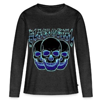 Neon Skull Trio Blue - Women's Premium Organic Long Sleeve Shirt - heather anthracite - Front - Julia (174cm)