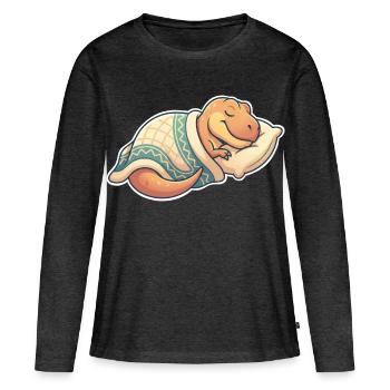 Schlafender Dinosaurier - Frauen Premium Bio Langarmshirt - Anthrazit meliert - Vorne - Julia (174cm)