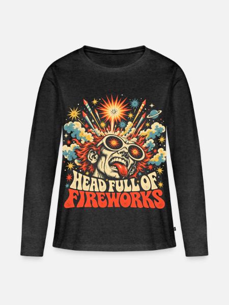 Pyro Head Feuerwerk - Frauen Premium Bio Langarmshirt - Anthrazit meliert