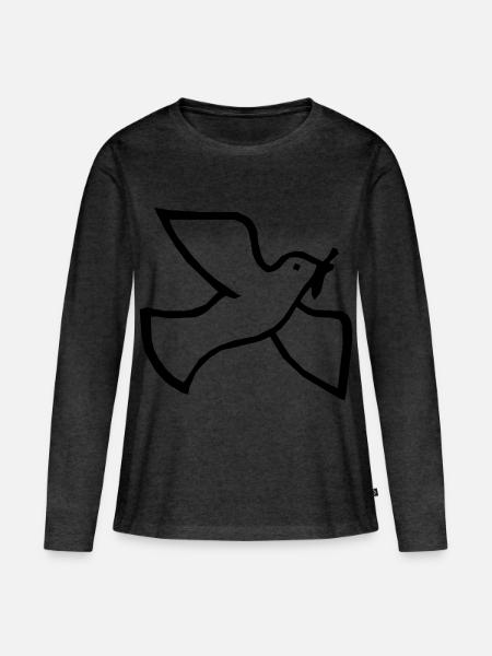 Friedenstaube - Frauen Premium Bio Langarmshirt - Anthrazit meliert