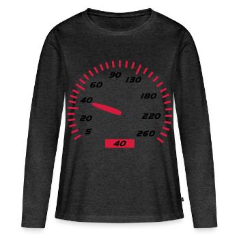 Anniversaire - 40e - T-shirt manches longues Premium bio Femme - anthracite chiné - Devant - Julia (174cm)