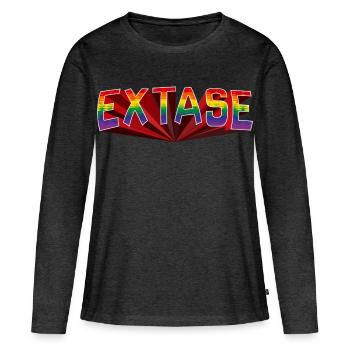 Ekstase Regenbogen Schrift - Frauen Premium Bio Langarmshirt - Anthrazit meliert - Vorne - Julia (174cm)