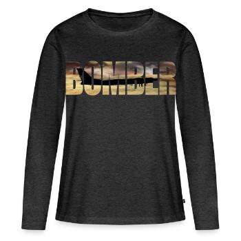 Blouson aviateur Tu-95 - T-shirt manches longues Premium bio Femme - anthracite chiné - Devant - Julia (174cm)