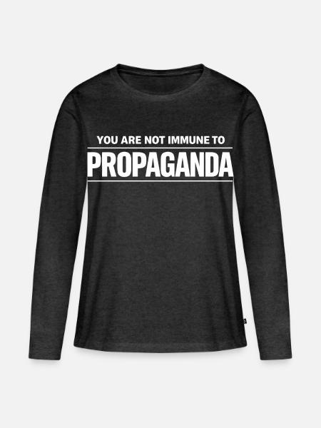 Propaganda Zitat - Frauen Premium Bio Langarmshirt - Anthrazit meliert