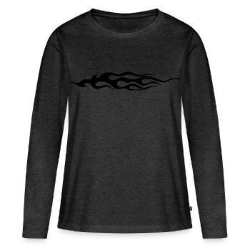 Flamme - T-shirt manches longues Premium bio Femme - anthracite chiné - Devant - Julia (174cm)