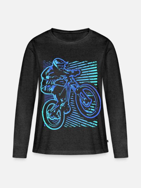 MTB | Mountainbike | Mountainbiker | Mountainbike - Frauen Premium Bio Langarmshirt - Anthrazit meliert