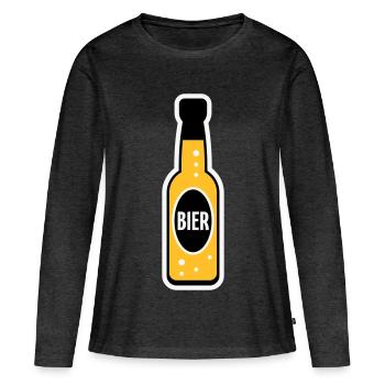Bierflasche (Bier / Bierchen / NEG 3C) - Frauen Premium Bio Langarmshirt - Anthrazit meliert - Vorne - Julia (174cm)