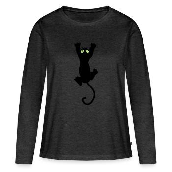 Cat fun - T-shirt manches longues Premium bio Femme - anthracite chiné - Devant - Julia (174cm)