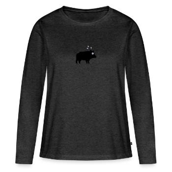 Angstschwitzendes Wildschwein - Frauen Premium Bio Langarmshirt - Anthrazit meliert - Vorne - Julia (174cm)