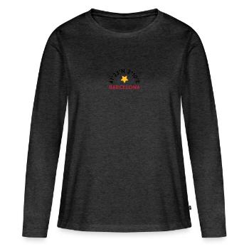 Barcelone - T-shirt manches longues Premium bio Femme - anthracite chiné - Devant - Julia (174cm)