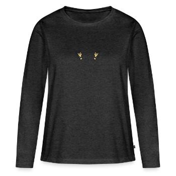 Diable cornes métal Inscrivez deux doigts - T-shirt manches longues Premium bio Femme - anthracite chiné - Devant - Julia (174cm)