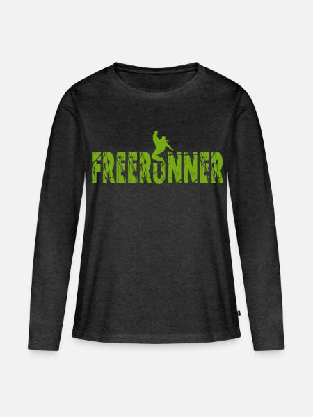 Parkour Free Run Athlet - Frauen Premium Bio Langarmshirt - Anthrazit meliert