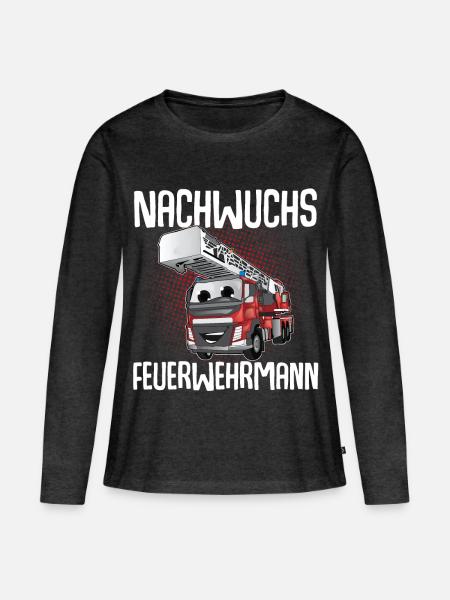 Nachwuchs Feuerwehrmann - Frauen Premium Bio Langarmshirt - Anthrazit meliert