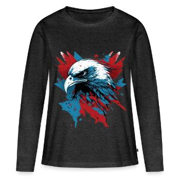 Aigle patriotique - T-shirt manches longues Premium bio Femme - anthracite chiné - Devant - Julia (174cm)