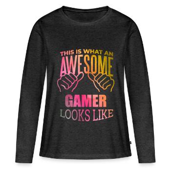 Gamer Gamer Gamer - Women's Premium Organic Long Sleeve Shirt - heather anthracite - Front - Julia (174cm)