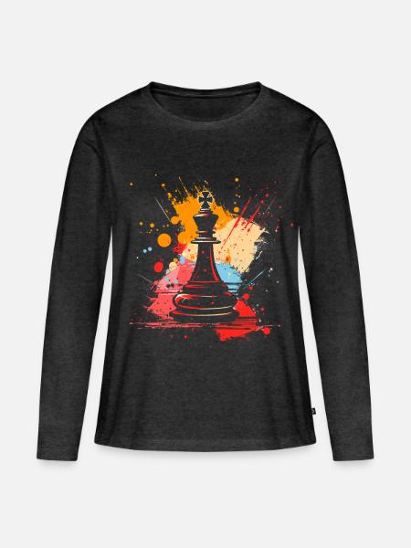 Schachfiguren Graffiti - Frauen Premium Bio Langarmshirt - Anthrazit meliert
