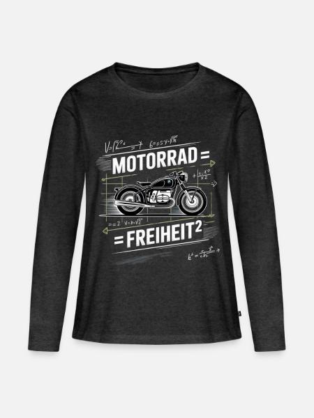 Motorrad Freiheit Chalk Style - Frauen Premium Bio Langarmshirt - Anthrazit meliert