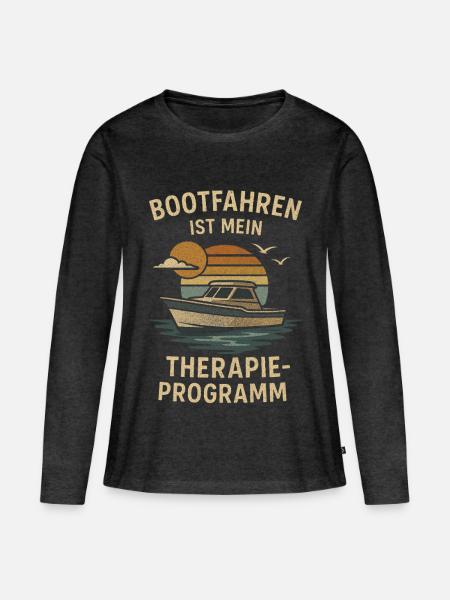 Bootfahren ist mein Therapieprogramm - Frauen Premium Bio Langarmshirt - Anthrazit meliert