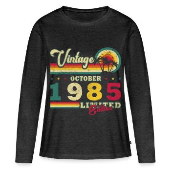 1985 October 1985 Jubilee October 1985 - Women's Premium Organic Long Sleeve Shirt - heather anthracite - Front - Julia (174cm)